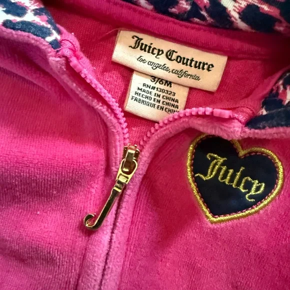 Juicy Couture Fuchsia Kids Jacket with Heart Patch, size 3-6 months, ruffle back - Picture 3 of 8